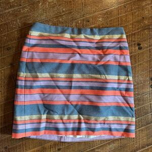J Crew rainbow metallic striped business casual 00 skirt